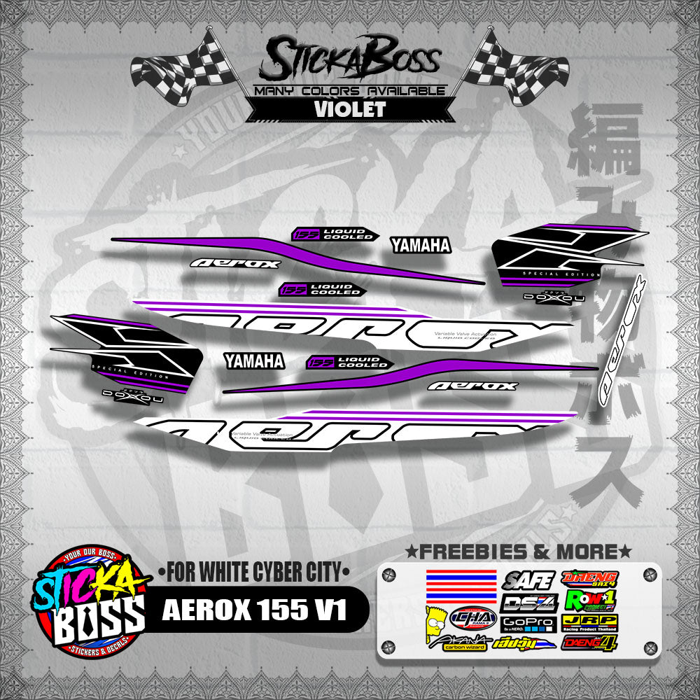 AEROX 155 V1 DECALS ( FOR WHITE CYBER CITY )【WITH FREEBIES】