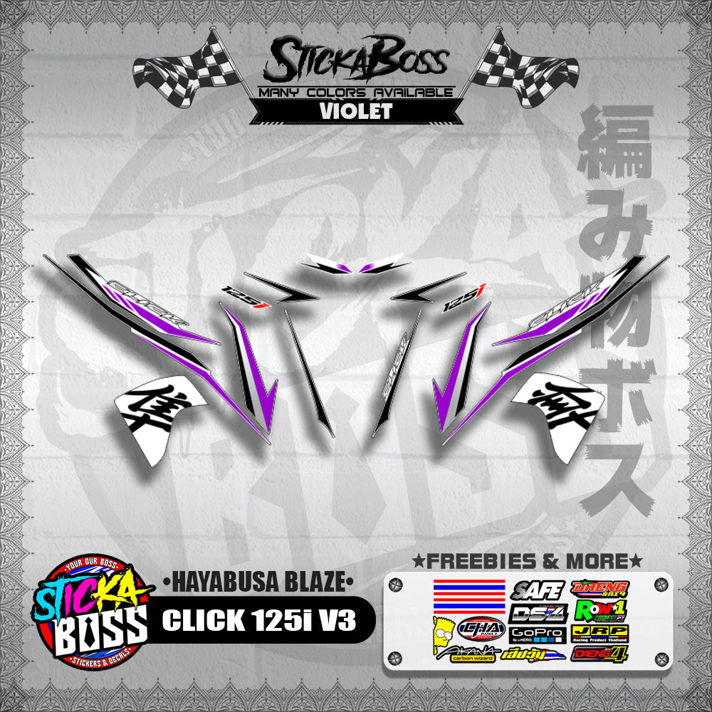 CLICK 125i V3 DECALS ( HAYABUSA BLAZE )【WITH FREEBIES】