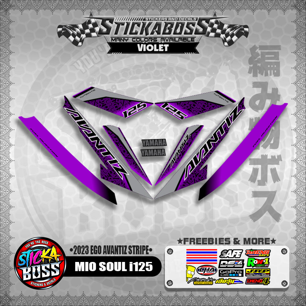 MIO SOUL I 125 STICKER DECALS ( 2023 EGO AVANTIZ STRIPE )【WITH FREEBIES】