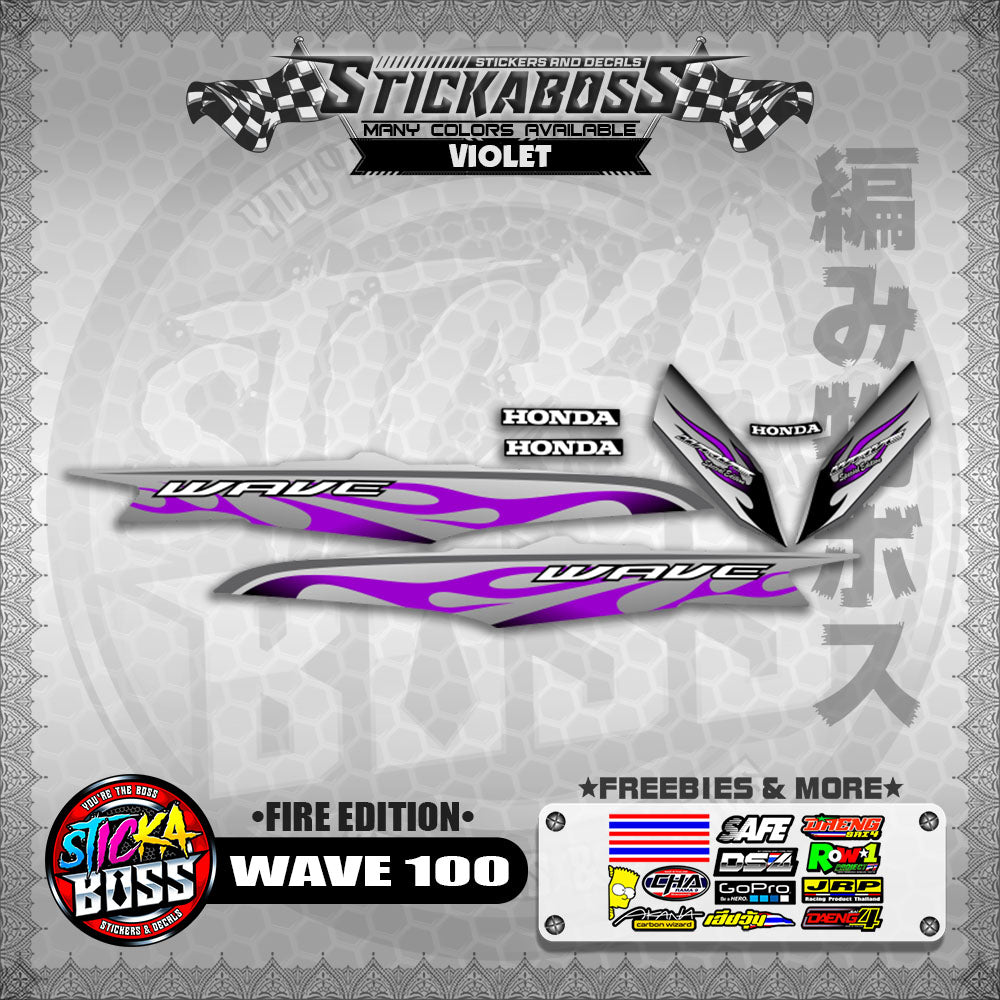 WAVE 100 STICKER DECALS ( FIRE EDITION )【WITH FREEBIES】