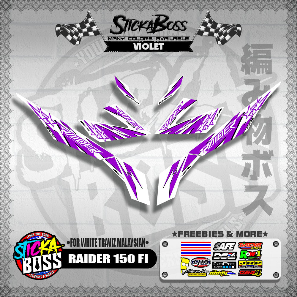 RAIDER 150 FI DECALS ( FOR WHITE TRAVIZ MALAYSIAN )【WITH FREEBIES】