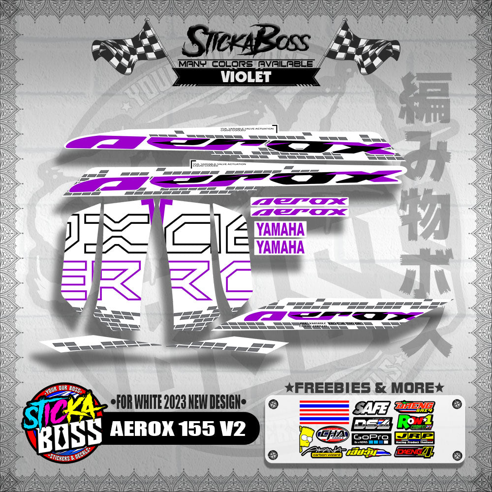 AEROX 155 V2 MALAYSIAN DECALS ( FOR WHITE 2023 NEW DESIGN )【WITH FREEBIES】