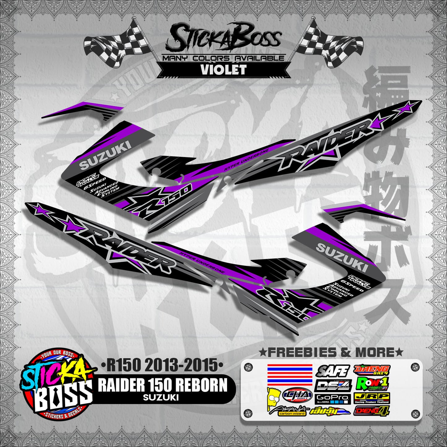 RAIDER 150 REBORN STOCK DECALS ( R150 2013 - 2015 )【WITH FREEBIES】