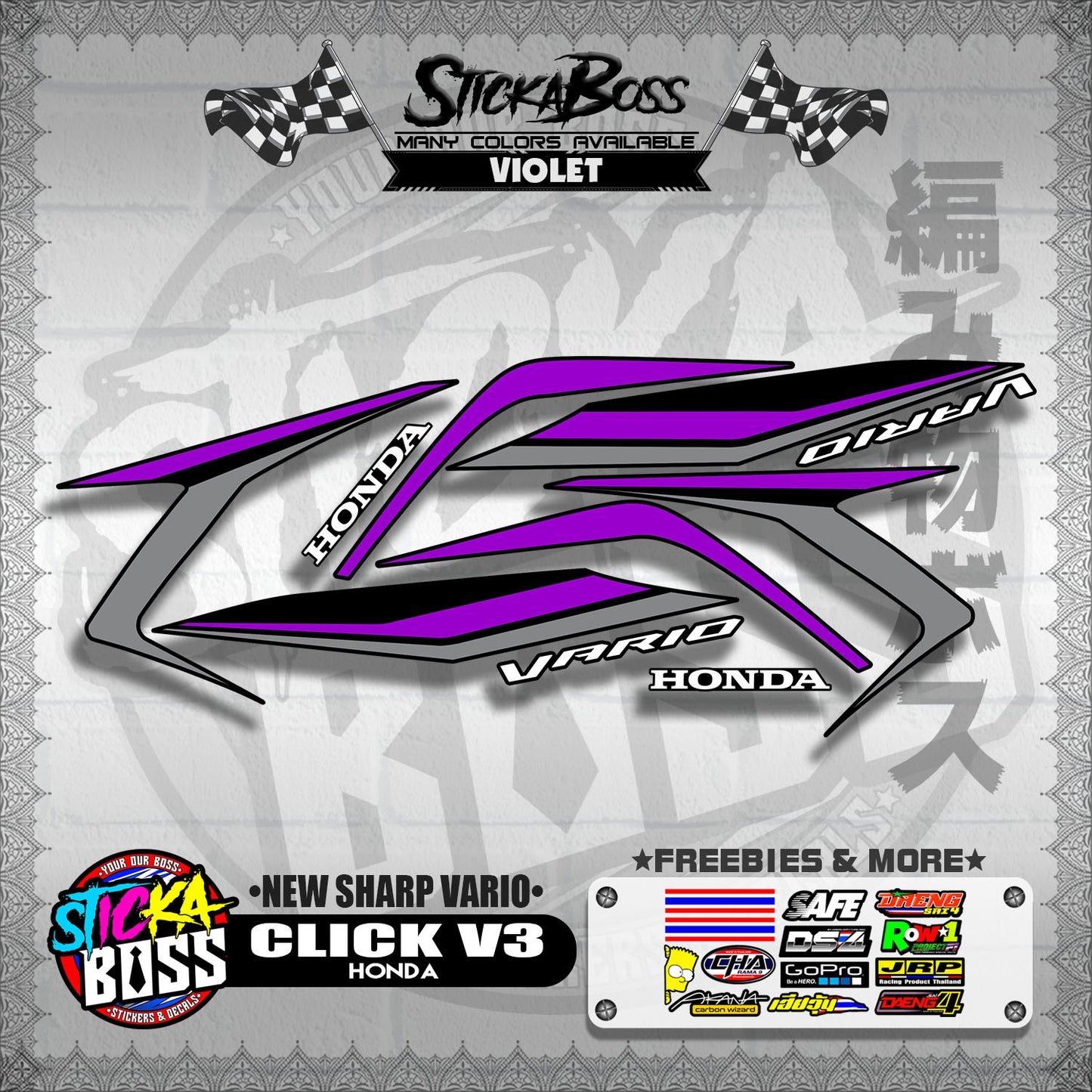 CLICK V3 DECALS ( NEW SHARP VARIO )【WITH FREEBIES】