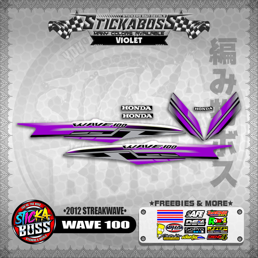 WAVE 100 STICKER DECALS ( 2012 STREAKWAVE ) 【WITH FREEBIES】