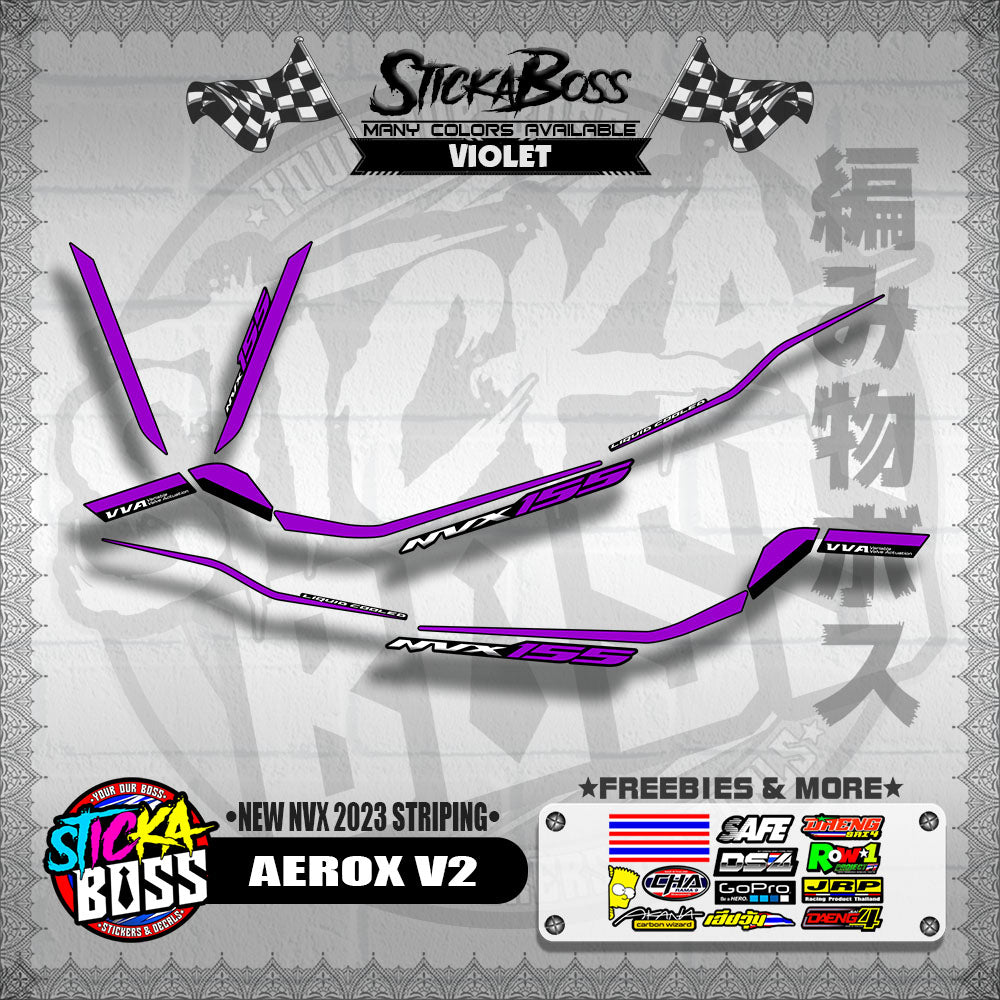 AEROX V2 MALAYSIAN DECALS ( NEW NVX 2023 STRIPING )【WITH FREEBIES】