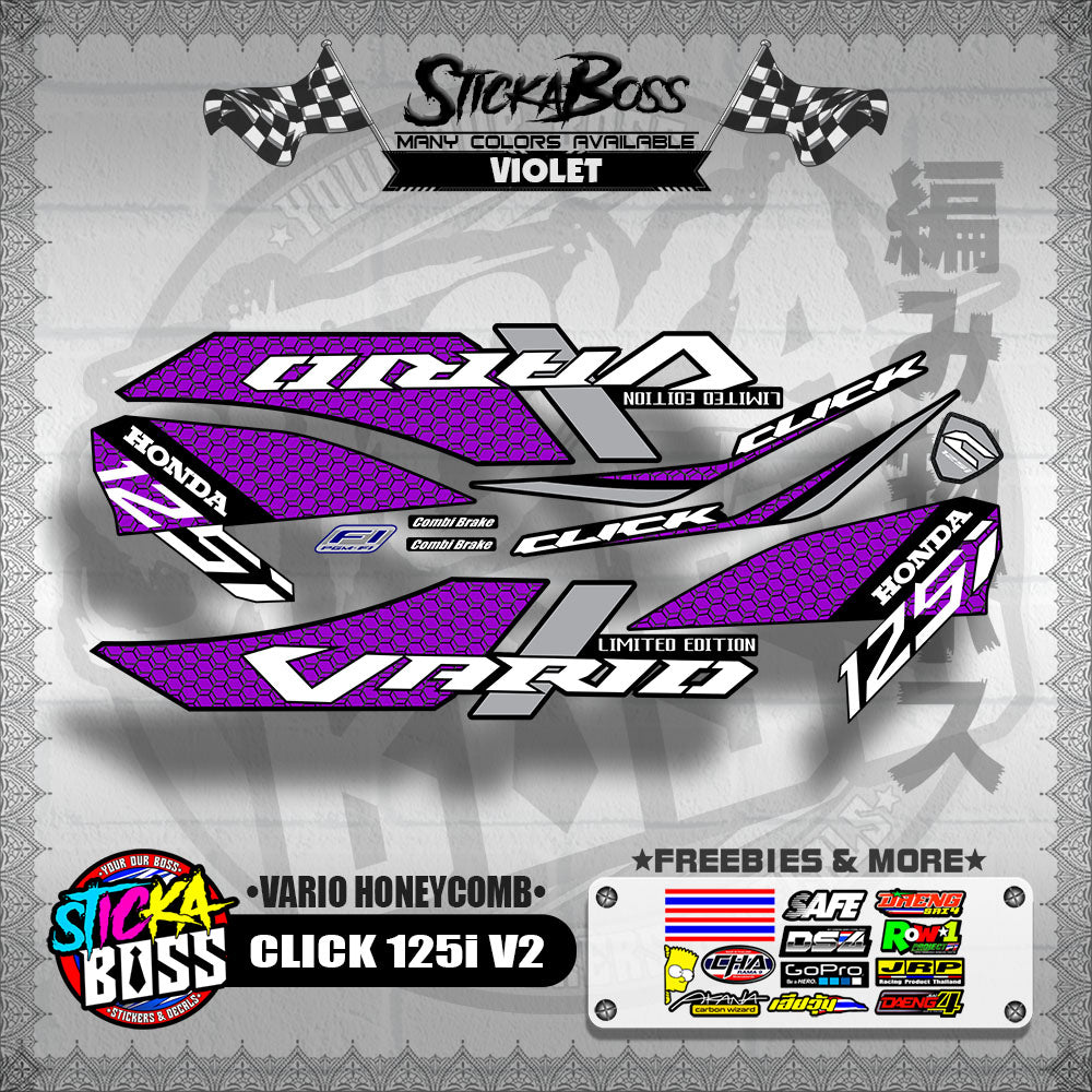 CLICK 125i V2 DECALS ( VARIO HONEYCOMB )【WITH FREEBIES】