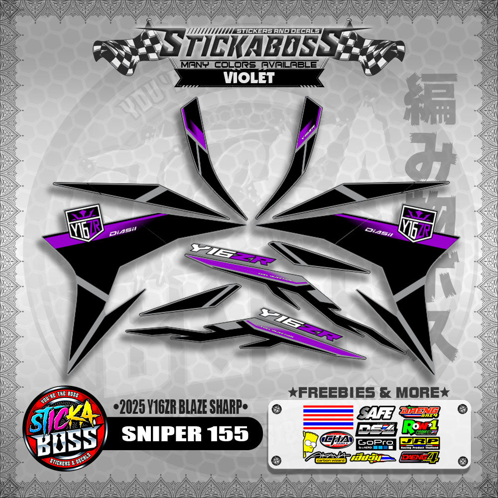 SNIPER 155 STICKER DECALS ( 2025 Y16ZR BLAZE SHARP )【WITH FREEBIES】