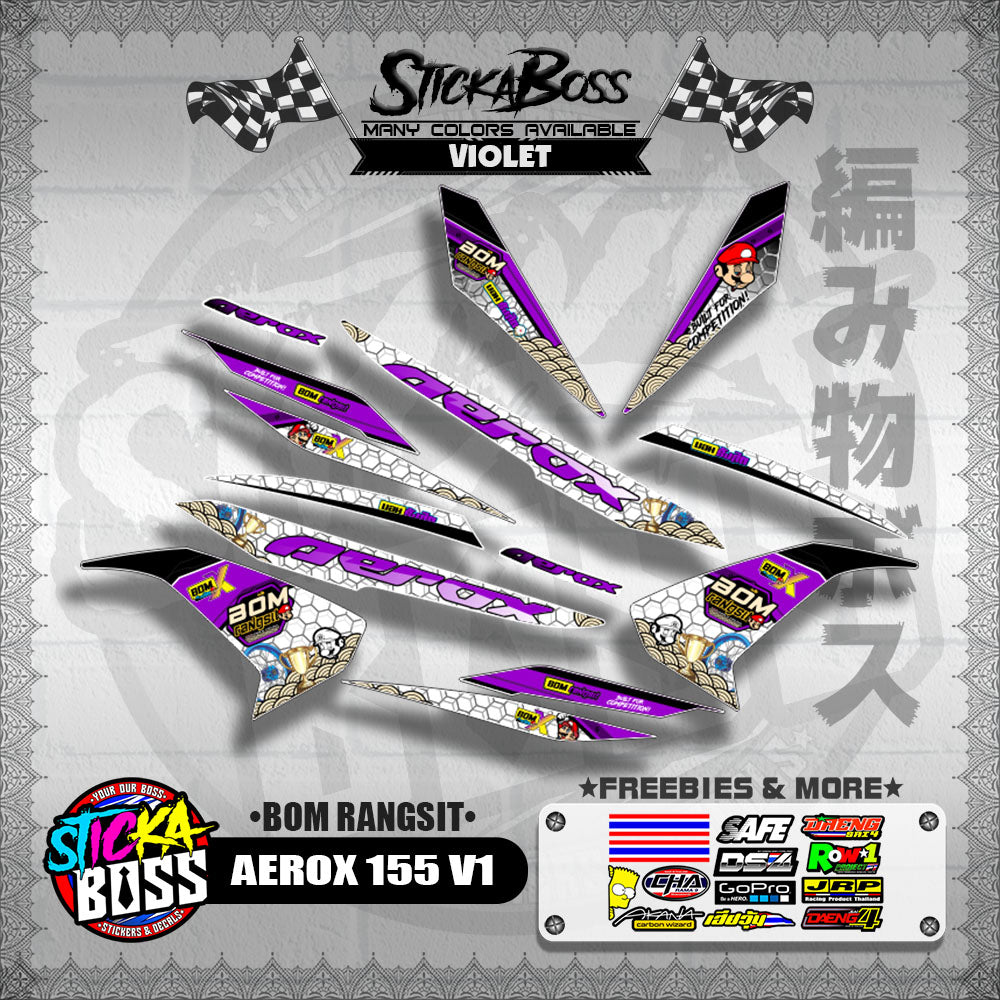 AEROX 155 V1 INDO CONCEPT DECALS ( BOM RANGSIT )【WITH FREEBIES】