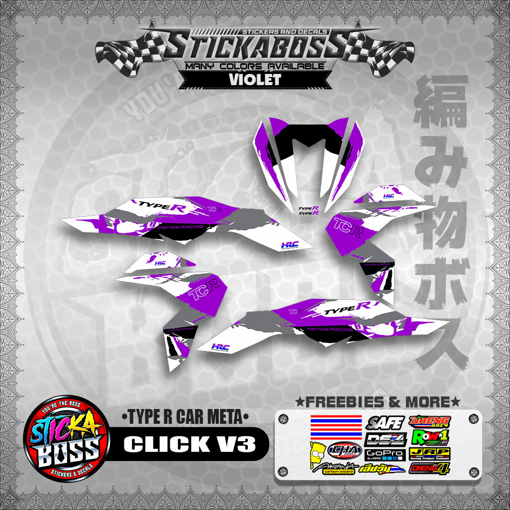 CLICK V3 AUTO CONCEPT STICKER DECALS ( TYPE R CAR META )【WITH FREEBIES】