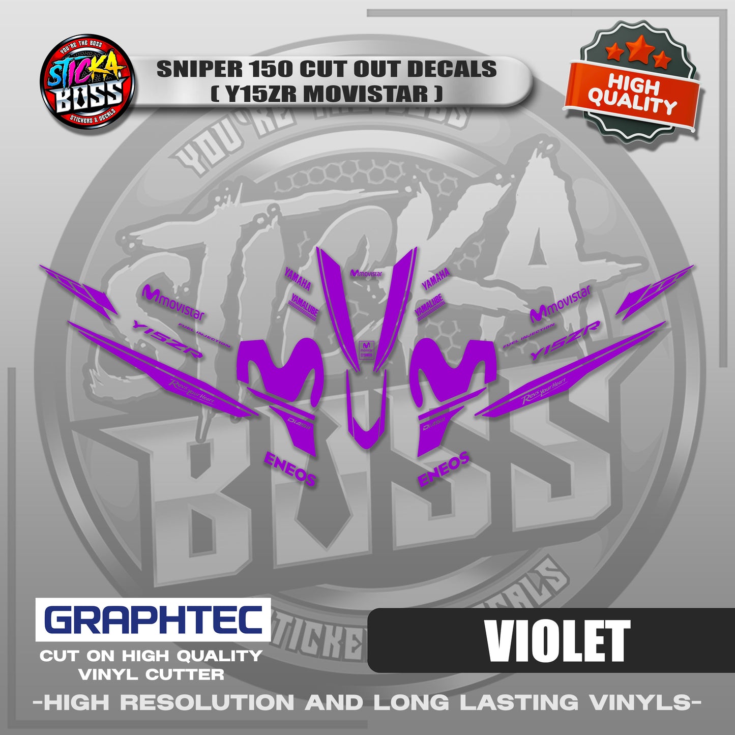 SNIPER 150 CUT OUT DECALS ( Y15ZR MOVISTAR ) | VINYL WATERPROOF CUT-OUT STICKER DECALS