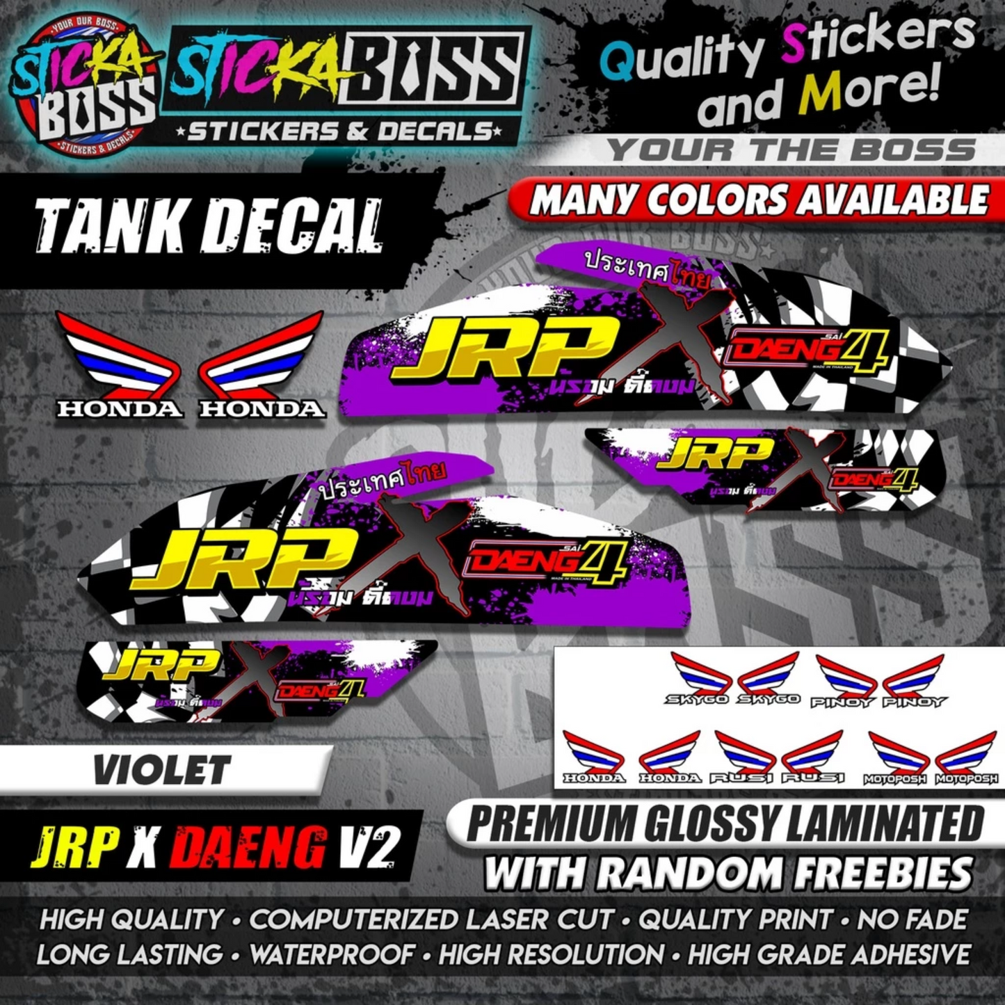 TMX / RUSI / PINOY / MOTOPOSH / SKYGO TANK DECALS STICKER ( JRP X DAENG V2 )【WITH FREEBIES】