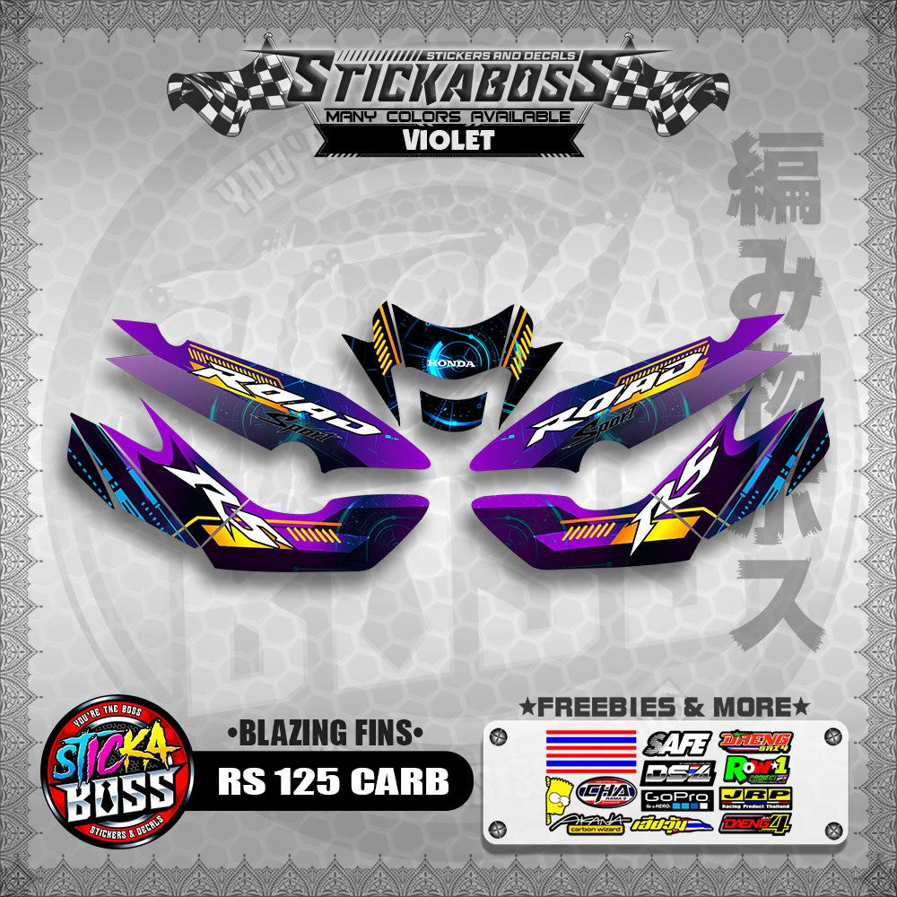 RS 125 CARB STICKER DECALS ( BLAZING FINS )【WITH FREEBIES】