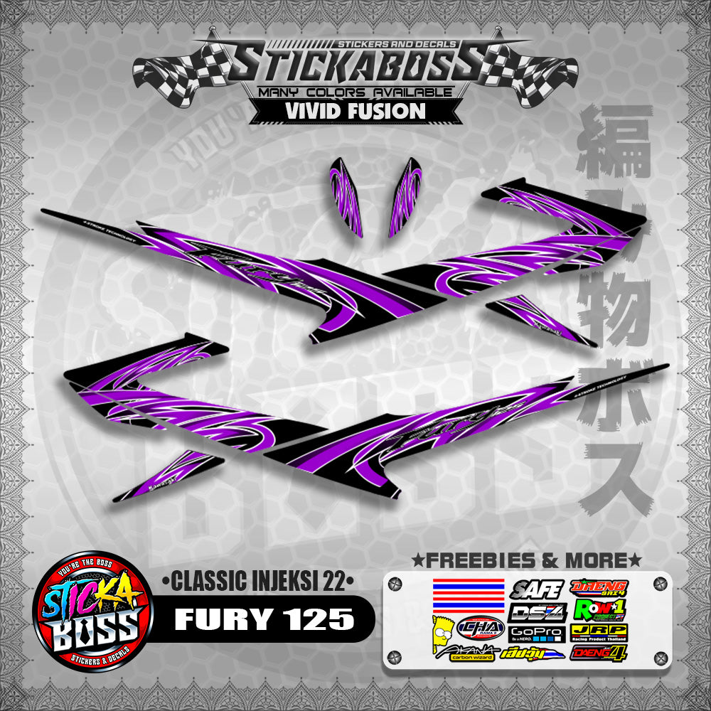 FURY 125 STICKER DECALS ( CLASSIC INJEKSI 22 )【WITH FREEBIES】