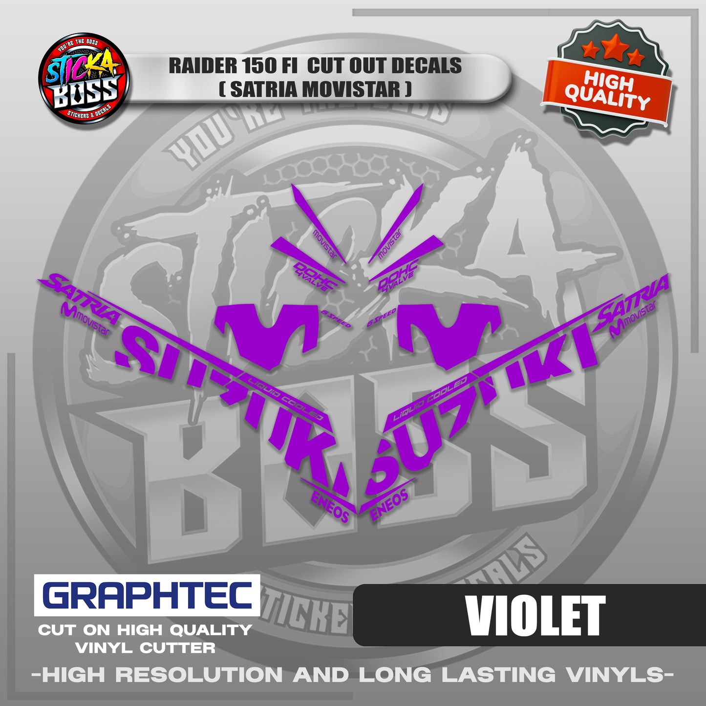 RAIDER 150 FI CUT OUT DECALS ( SATRIA MOVISTAR ) | VINYL WATERPROOF CUT-OUT STICKER DECALS