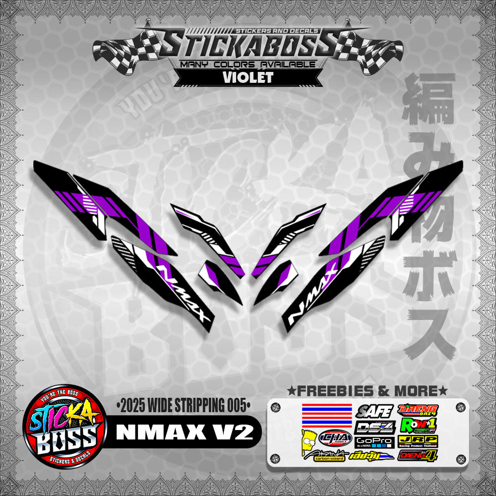 NMAX V2 INDO STICKER DECALS ( 2025 WIDE STRIPPING 005 )【WITH FREEBIES】