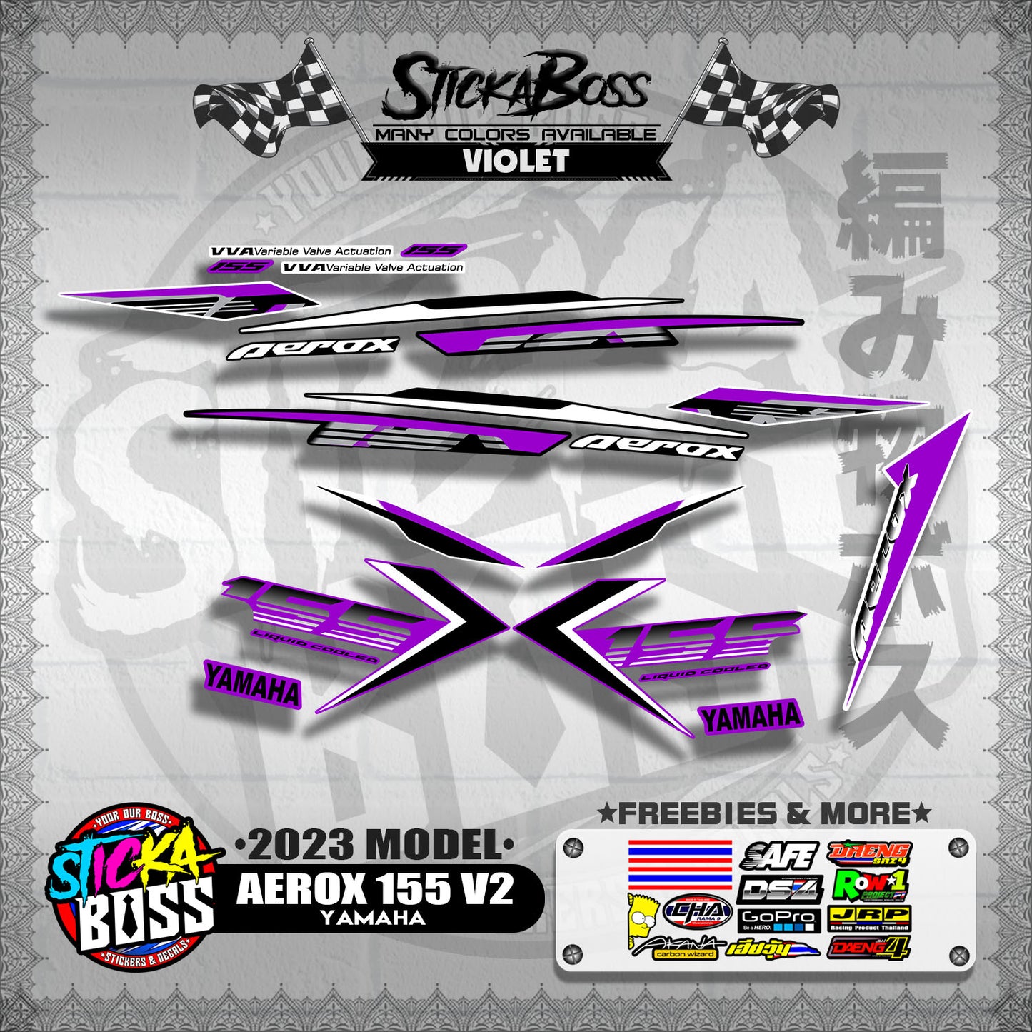 AEROX 155 V2 2023 STOCK DECALS ( 2023 MODEL )【WITH FREEBIES】