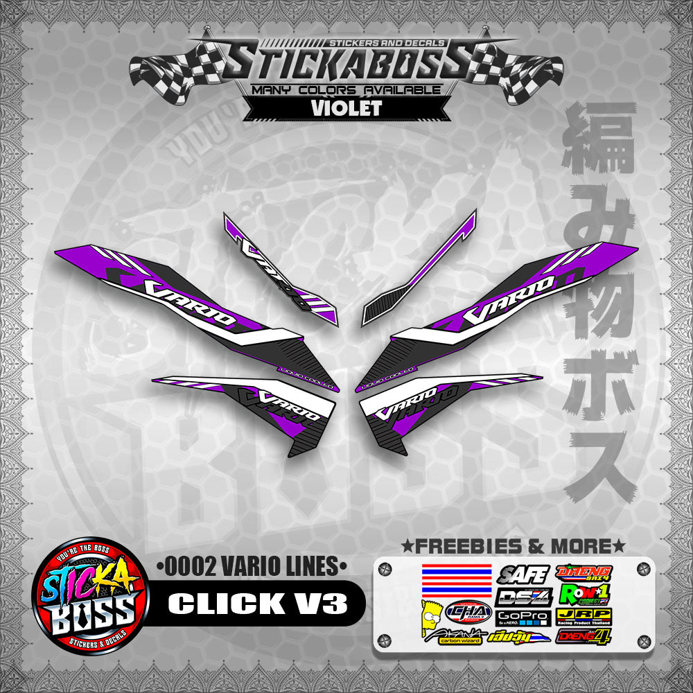 CLICK V3 STICKER DECALS ( 0002 VARIO LINES )【WITH FREEBIES】