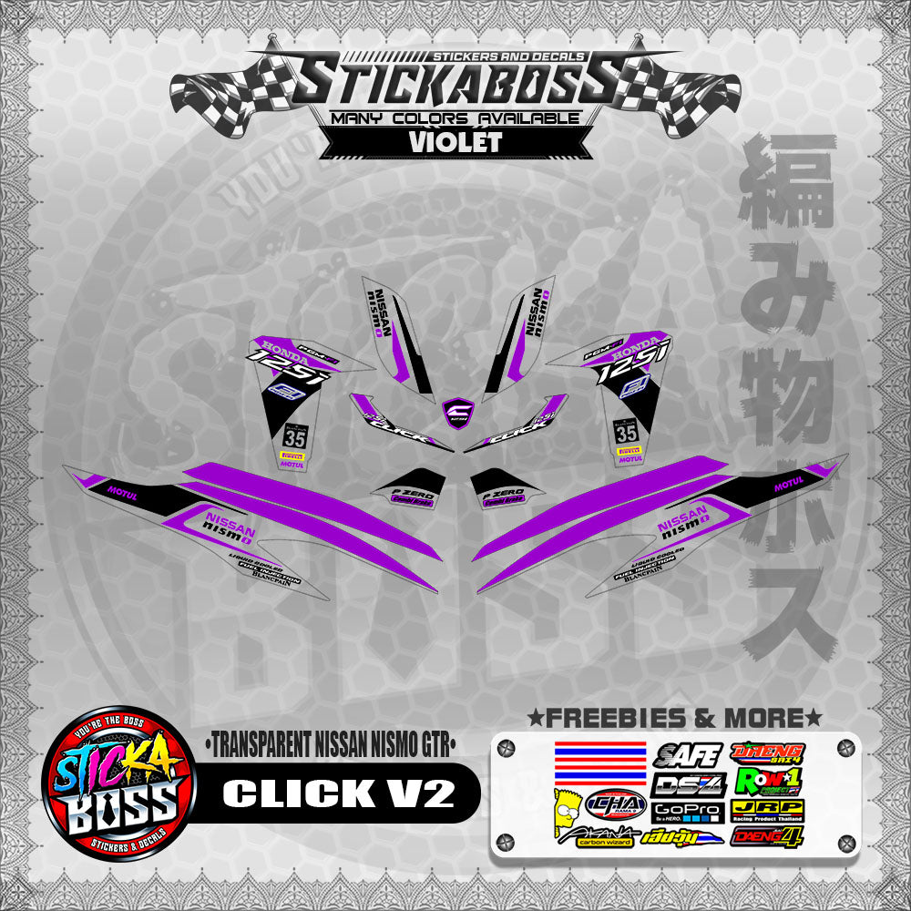 【PREMIUM UV PRINT】TRANSPARENT CLICK V2 STICKER DECALS ( NISSAN NISMO GTR )【WITH FREEBIES】
