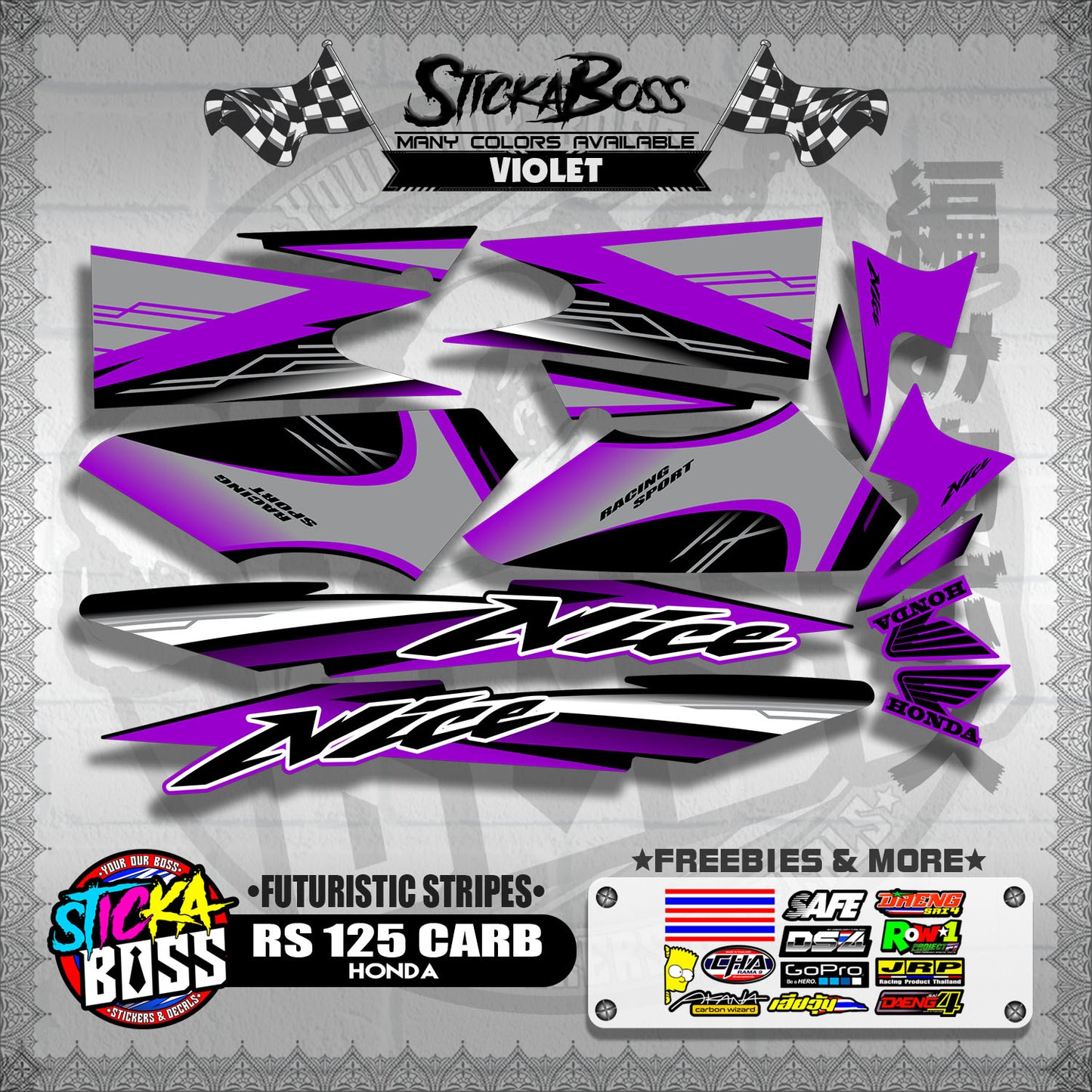 RS 125 THAI DECALS ( FUTURISTIC STRIPES )【WITH FREEBIES】