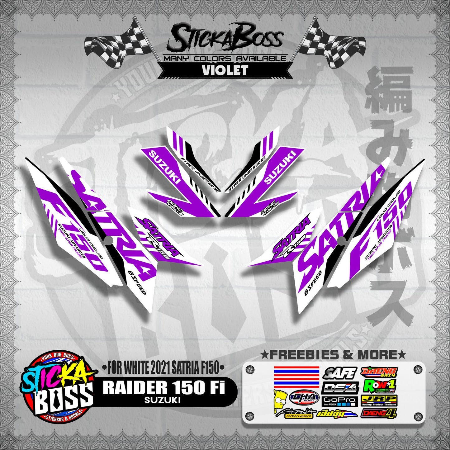 RAIDER 150 Fi DECALS ( FOR WHITE 2021 SATRIA F150 )【WITH FREEBIES】