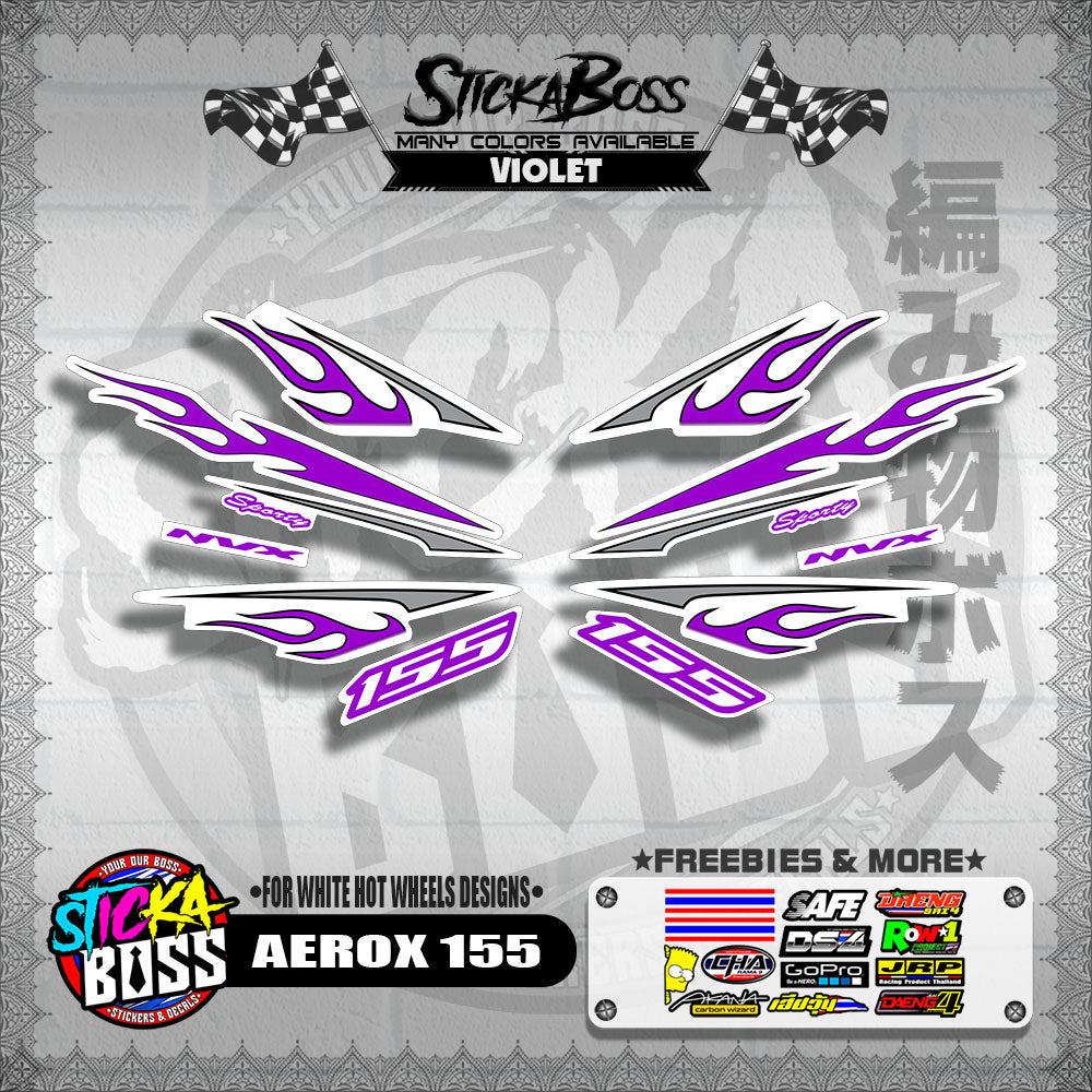 AEROX 155 DECALS ( FOR WHITE HOT WHEELS DESIGNS )【WITH FREEBIES】
