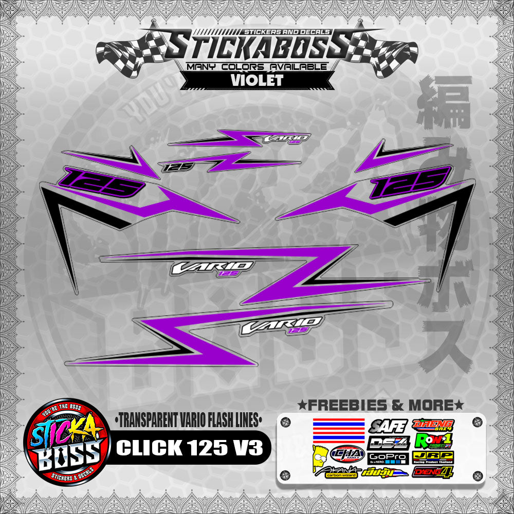【PREMIUM UV PRINT】TRANSPARENT CLICK 125 V3 DECALS ( VARIO FLASH LINES )【WITH FREEBIES】