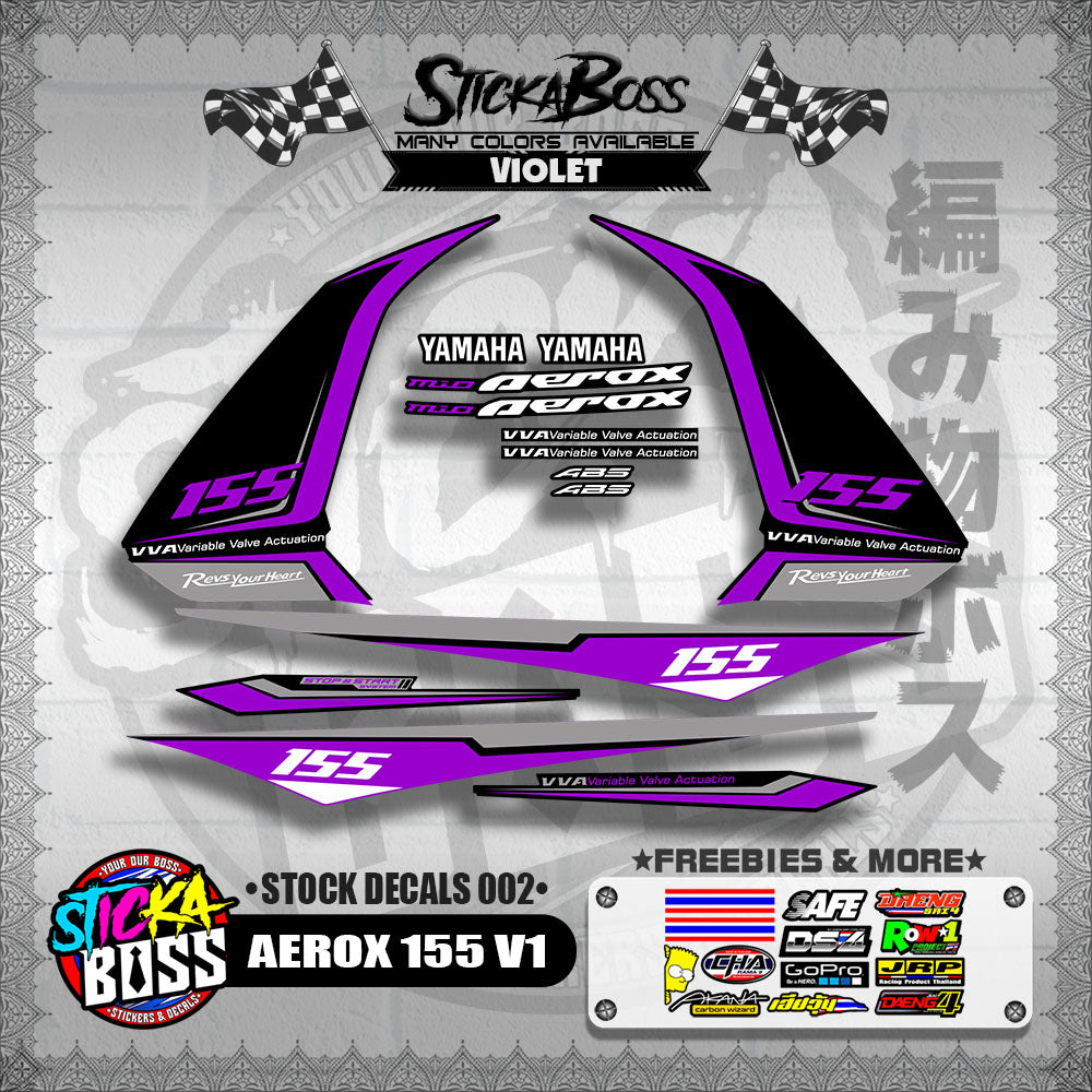 AEROX 155 V1 ( STOCK DECALS 002 )【WITH FREEBIES】