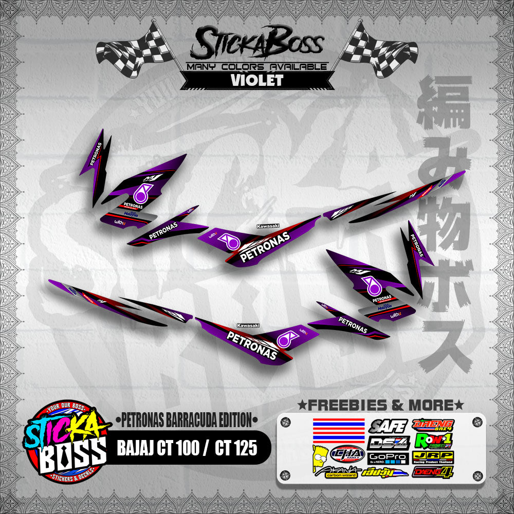 BAJAJ CT 100 / CT 125 DECALS ( PETRONAS BARRACUDA EDITION )【WITH FREEBIES】