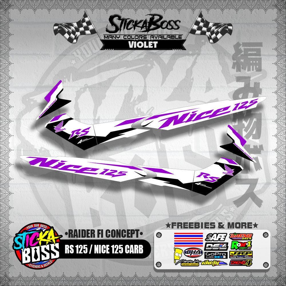 RS 125 / NICE 125 CARB DECALS ( RAIDER FI CONCEPT )【WITH FREEBIES】