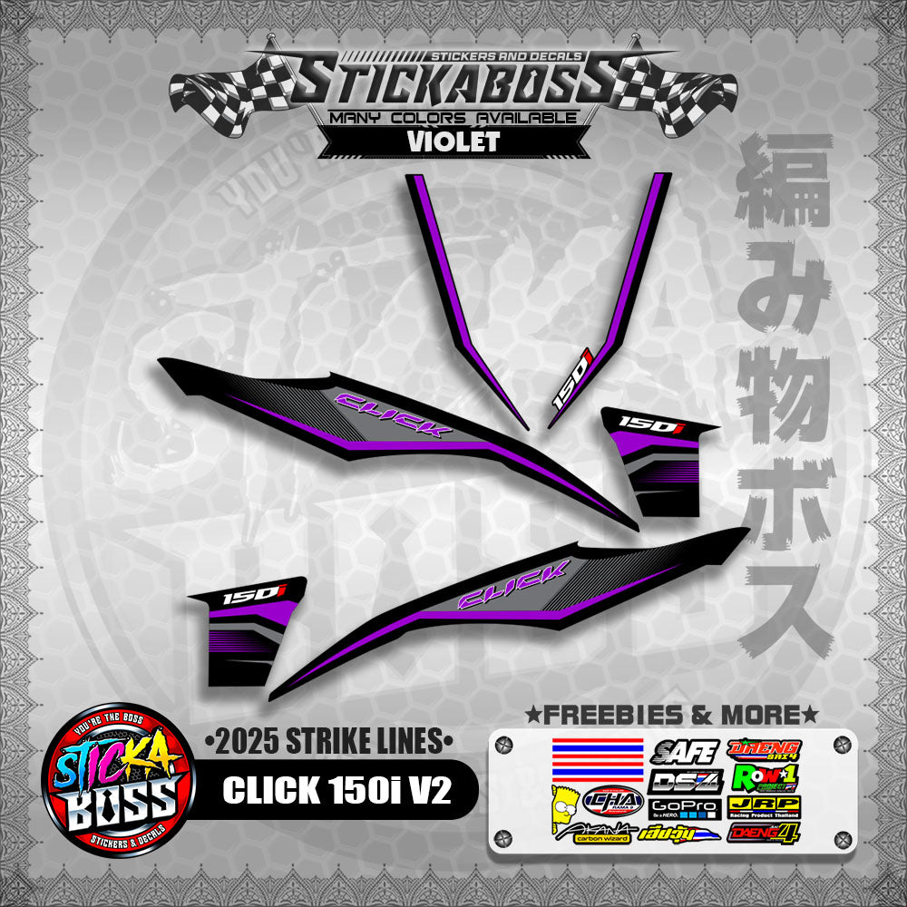 CLICK 150i V2 STICKER DECALS ( 2025 STRIKE LINES )【WITH FREEBIES】