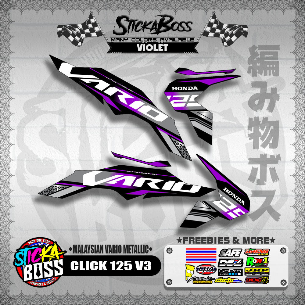 CLICK 125 V3 DECALS ( MALAYSIAN VARIO METALLIC )【WITH FREEBIES】