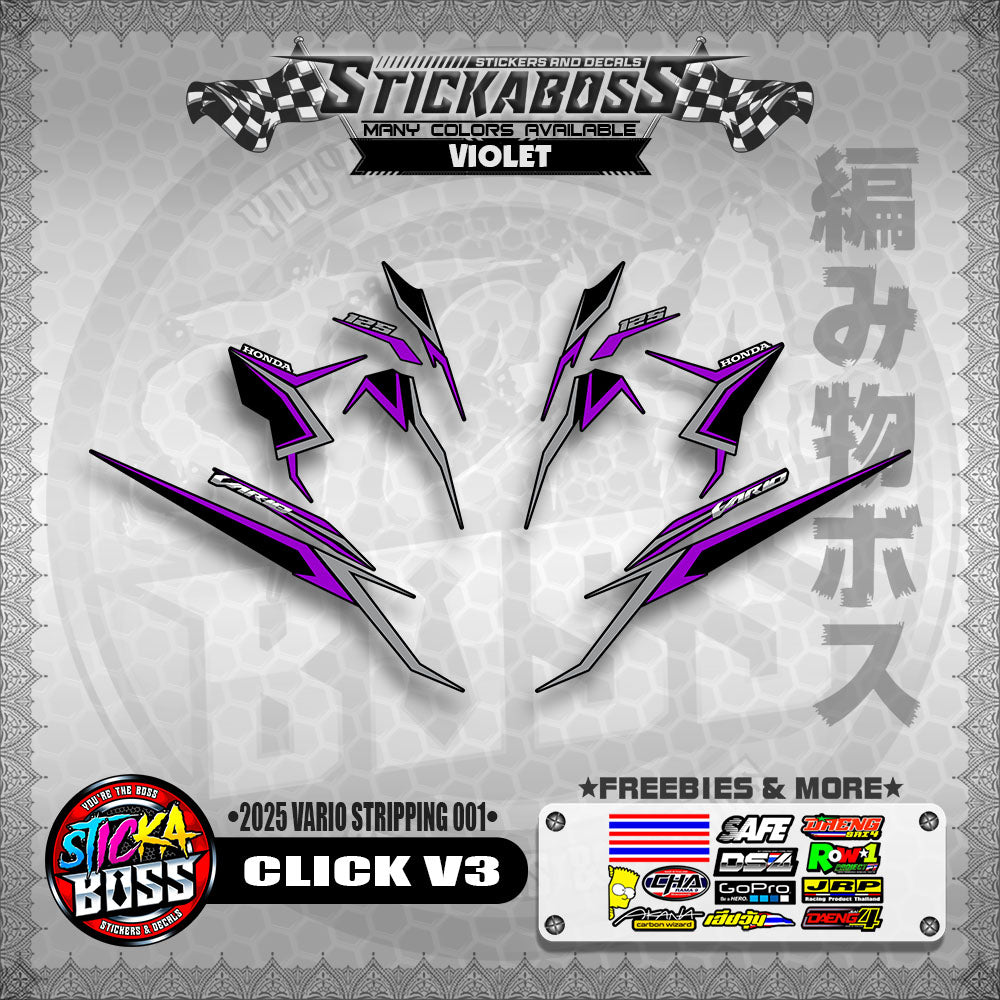 CLICK V3 STICKER DECALS ( 2025 VARIO STRIPPING 001 )【WITH FREEBIES】