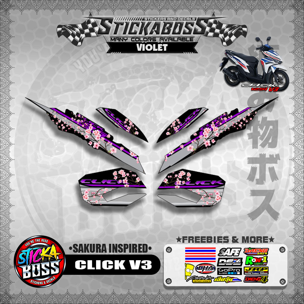 CLICK V3 STICKER DECALS ( SAKURA INSPIRED )【WITH FREEBIES】