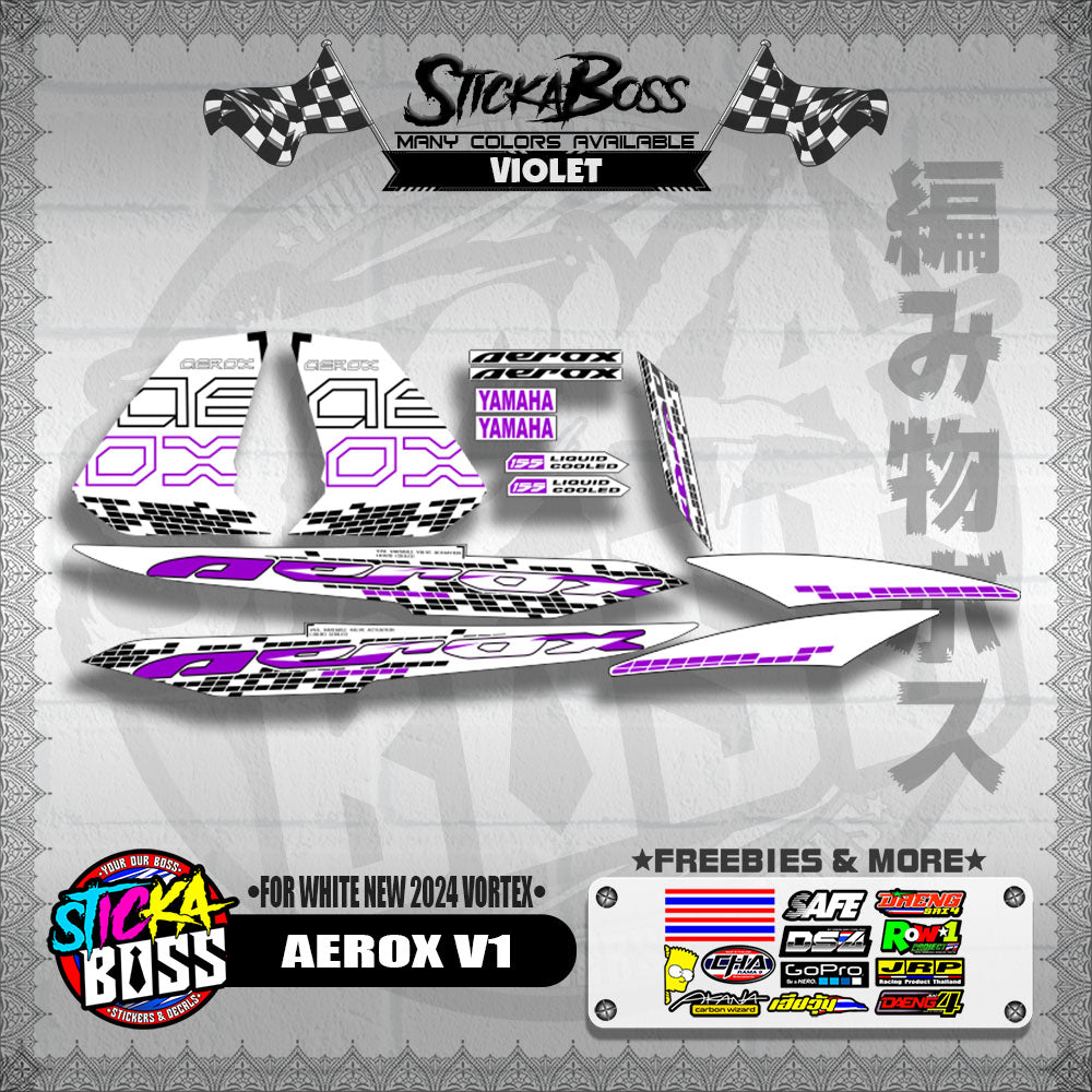 AEROX 155 V1 DECALS ( FOR WHITE NEW 2024 VORTEX )【WITH FREEBIES】