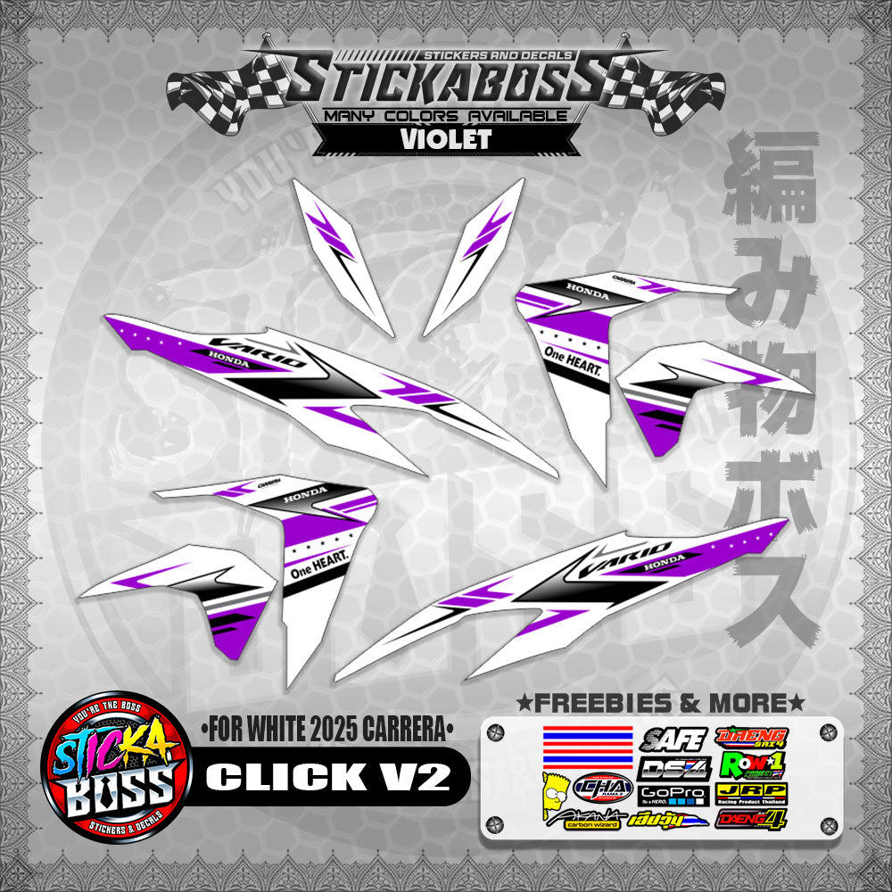 CLICK V2 STICKER DECALS ( FOR WHITE 2025 CARRERA )【WITH FREEBIES】
