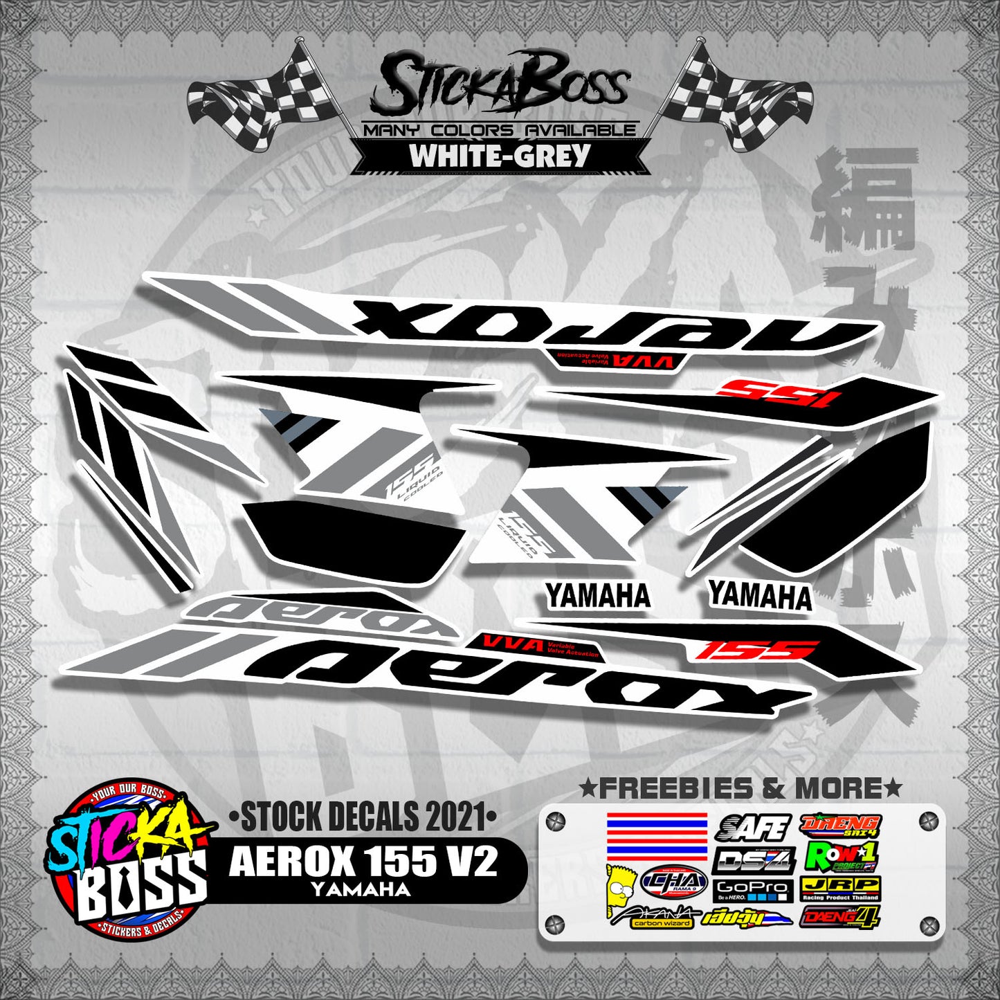 AEROX 155 V2 ( STOCK DECALS 2021 )【WITH FREEBIES】