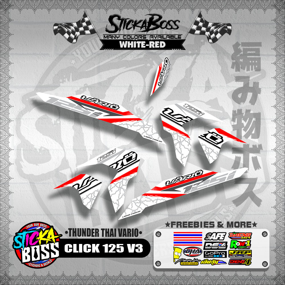 CLICK 125 V3 THAILAND DECALS ( THUNDER THAI VARIO )【WITH FREEBIES】