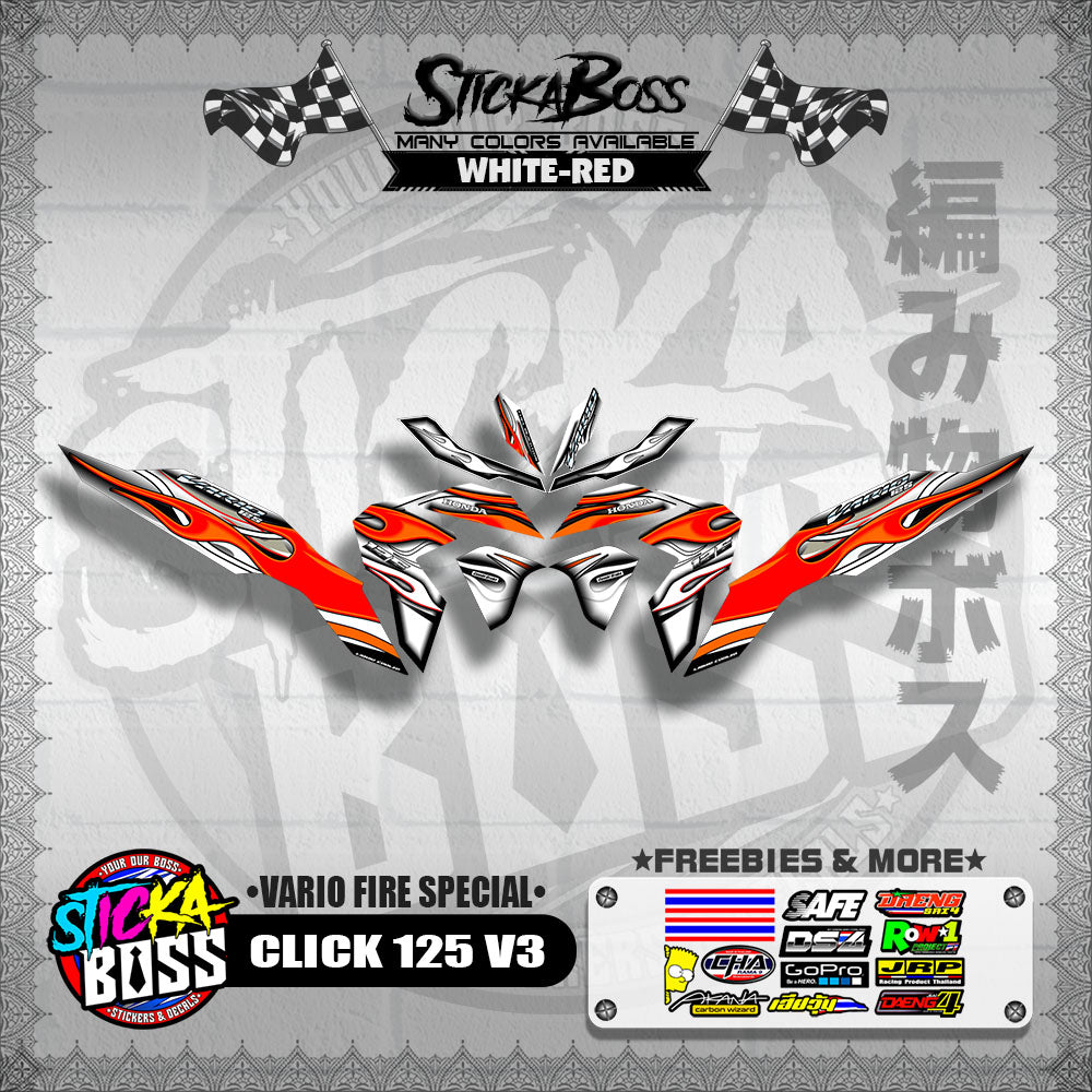 CLICK 125 V3 DECALS ( VARIO FIRE SPECIAL )【WITH FREEBIES】