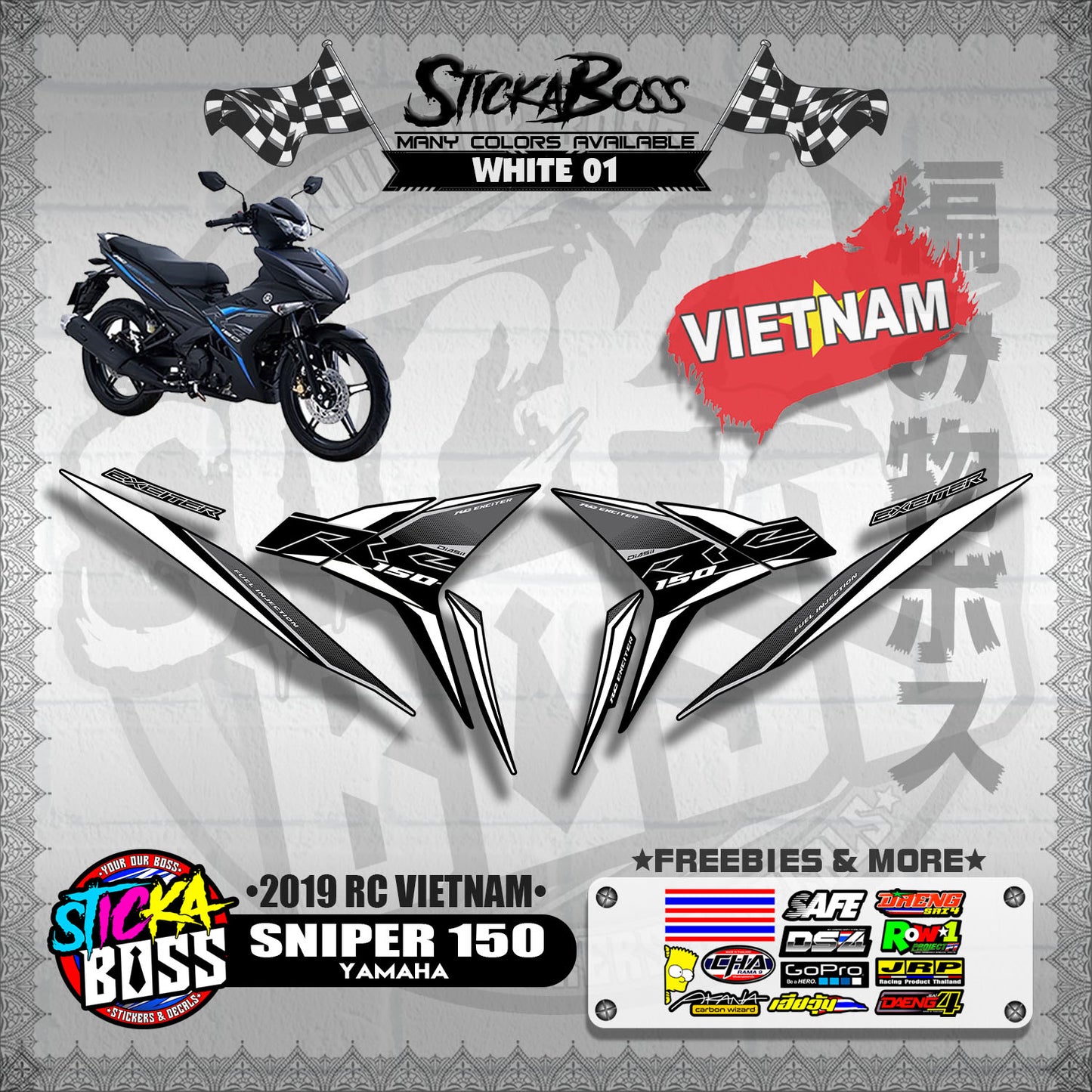 SNIPER 150 STOCK DECALS ( 2019 RC VIETNAM )【WITH FREEBIES】