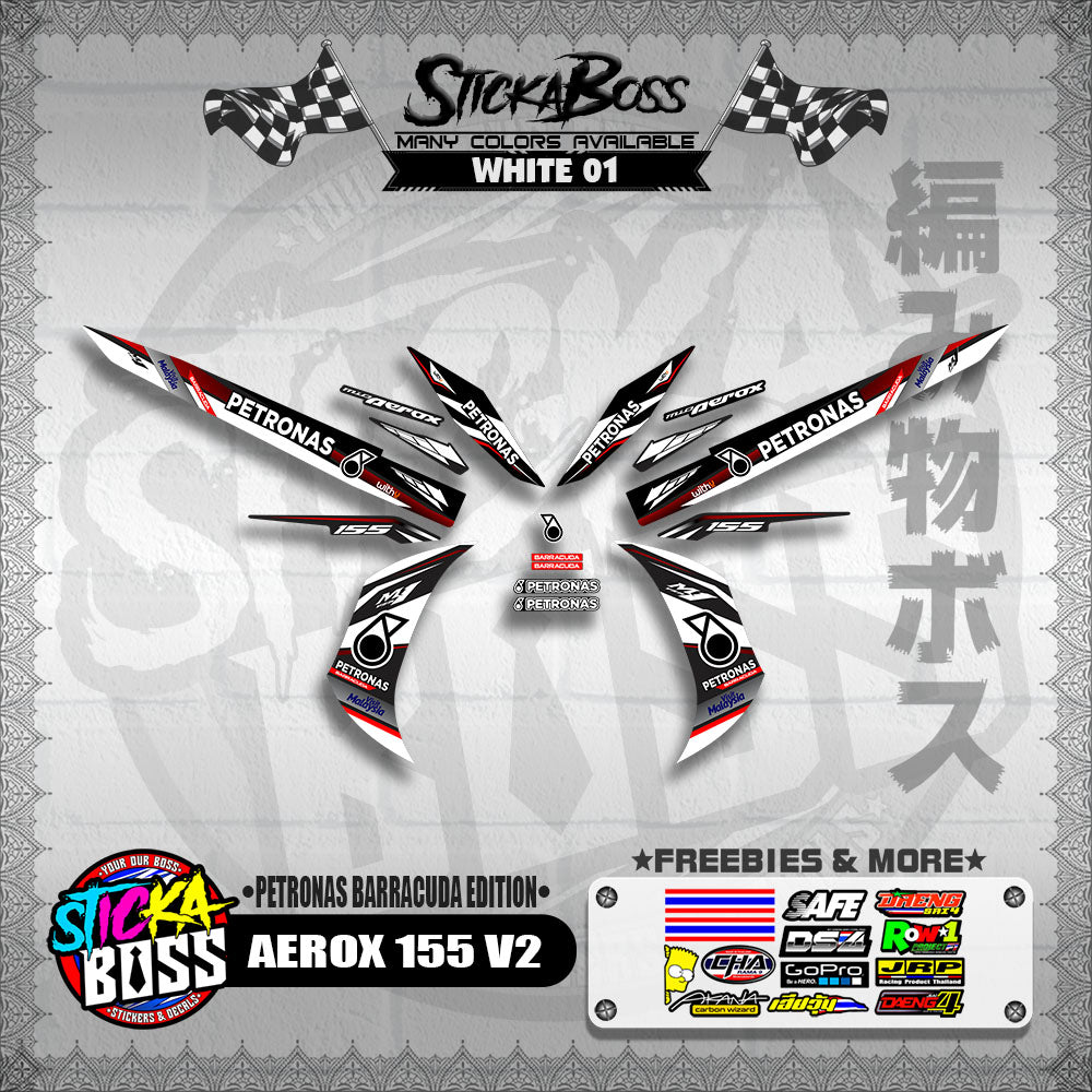 AEROX 155 V2 DECALS ( PETRONAS BARRACUDA EDITION )【WITH FREEBIES】