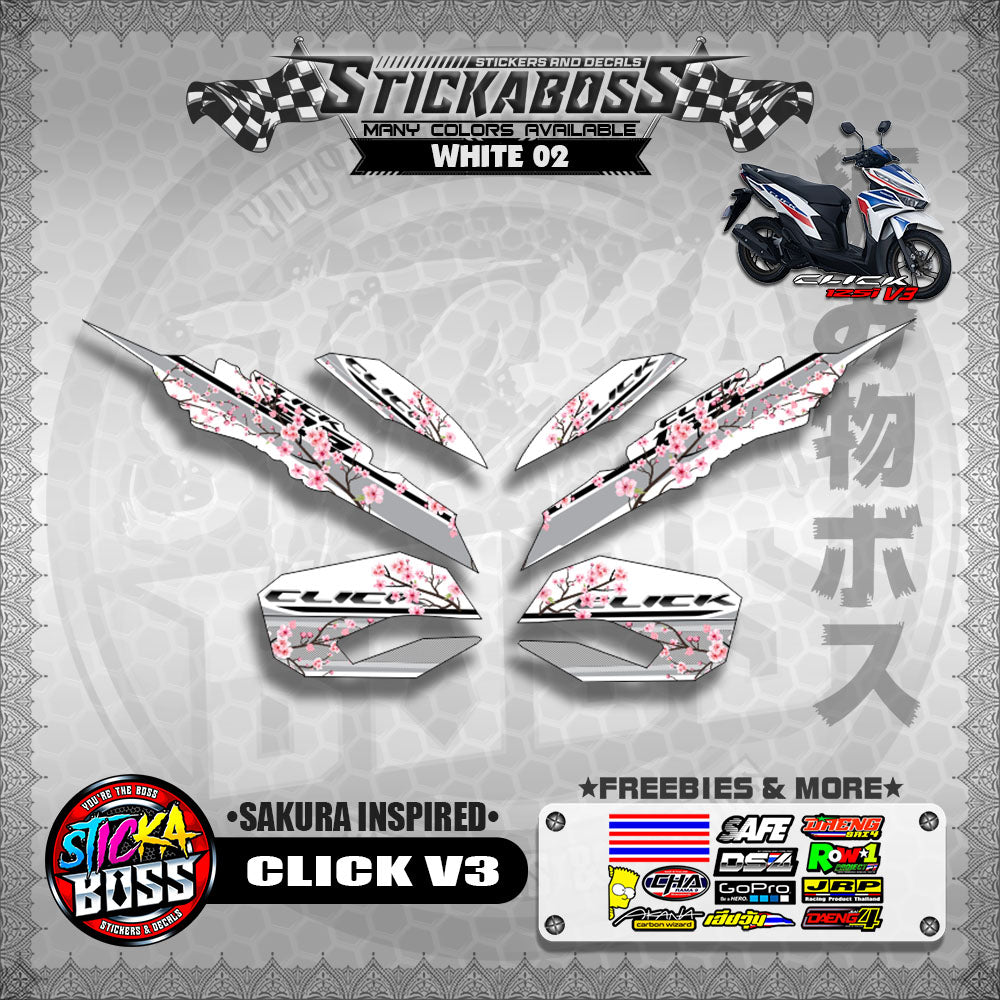 CLICK V3 STICKER DECALS ( SAKURA INSPIRED )【WITH FREEBIES】