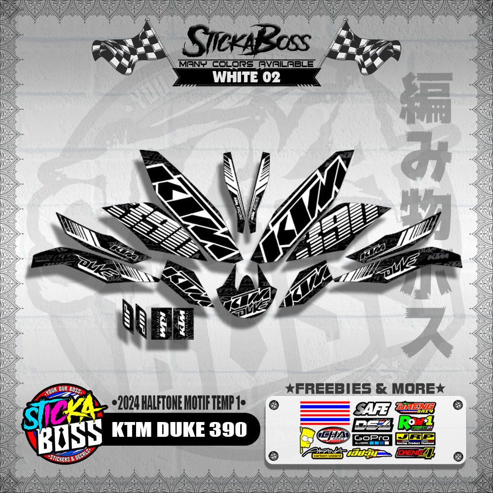 KTM DUKE 390 STICKER DECALS ( 2024 HALFTONE MOTIF TEMP 1 )【WITH FREEBIES】