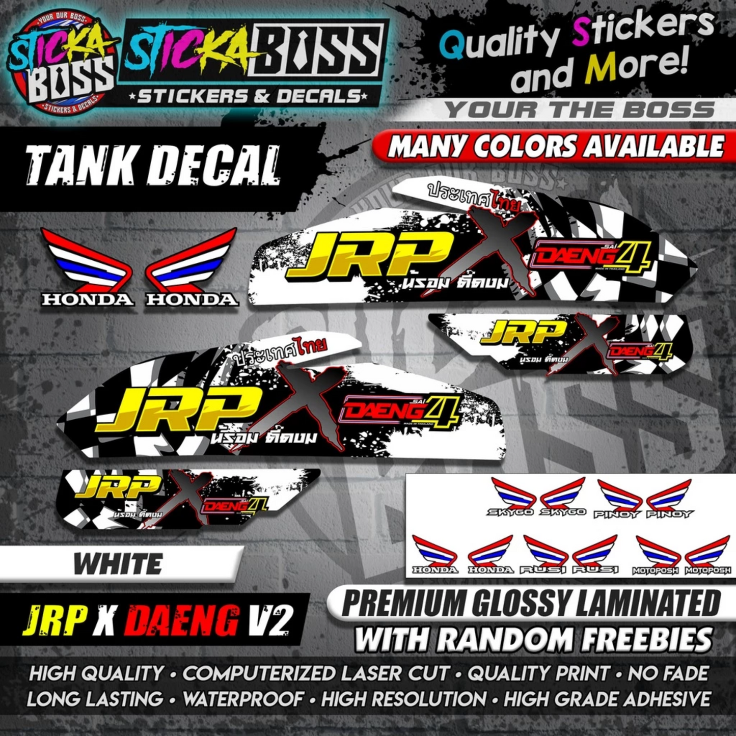 TMX / RUSI / PINOY / MOTOPOSH / SKYGO TANK DECALS STICKER ( JRP X DAENG V2 )【WITH FREEBIES】