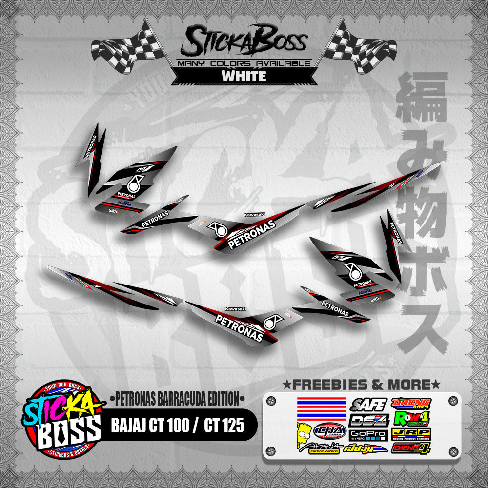 BAJAJ CT 100 / CT 125 DECALS ( PETRONAS BARRACUDA EDITION )【WITH FREEBIES】