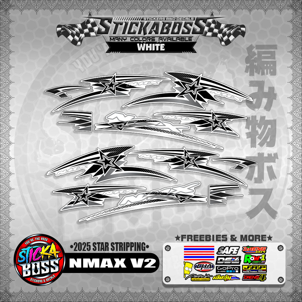 NMAX V2 STICKER DECALS ( 2025 STAR STRIPPING )【WITH FREEBIES】