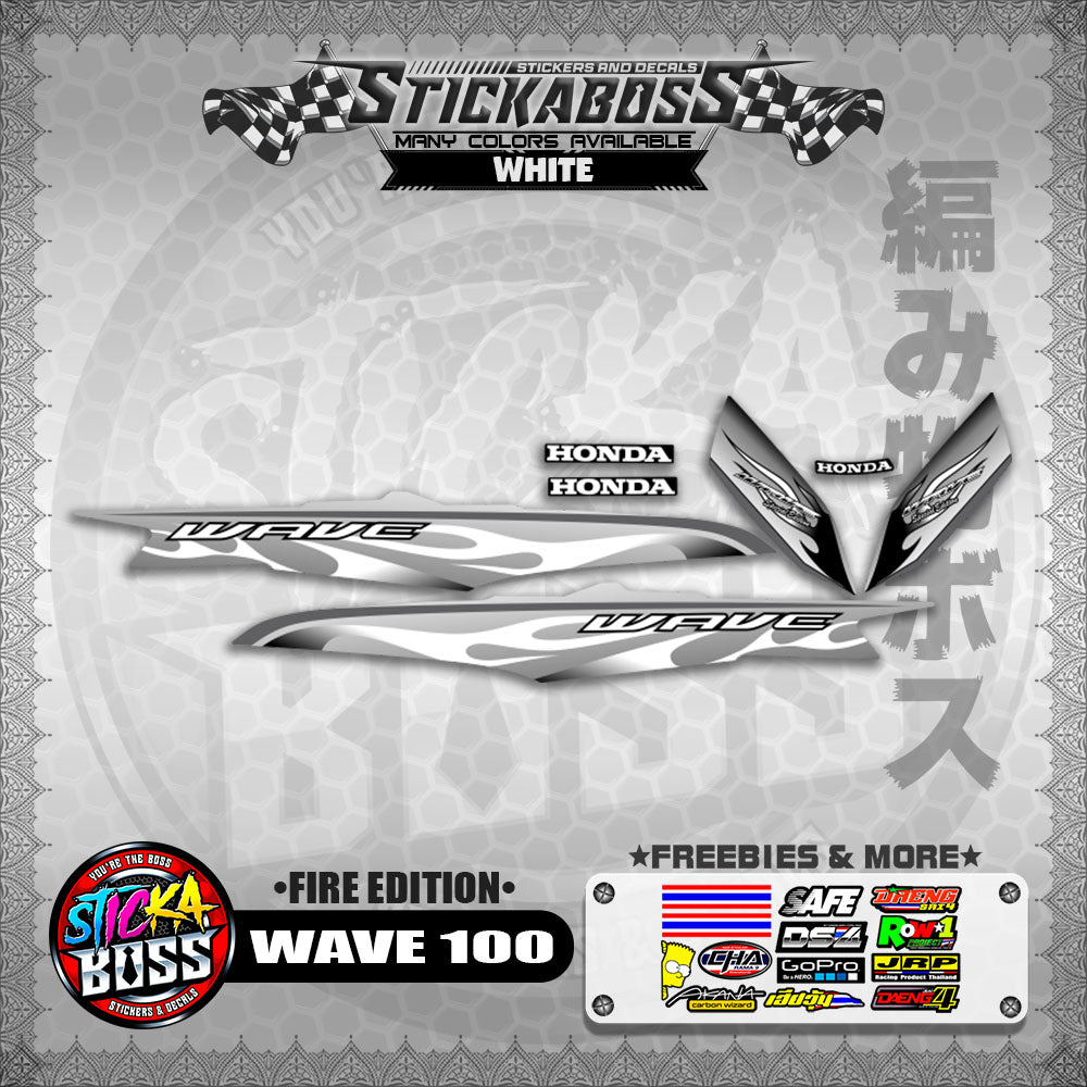 WAVE 100 STICKER DECALS ( FIRE EDITION )【WITH FREEBIES】