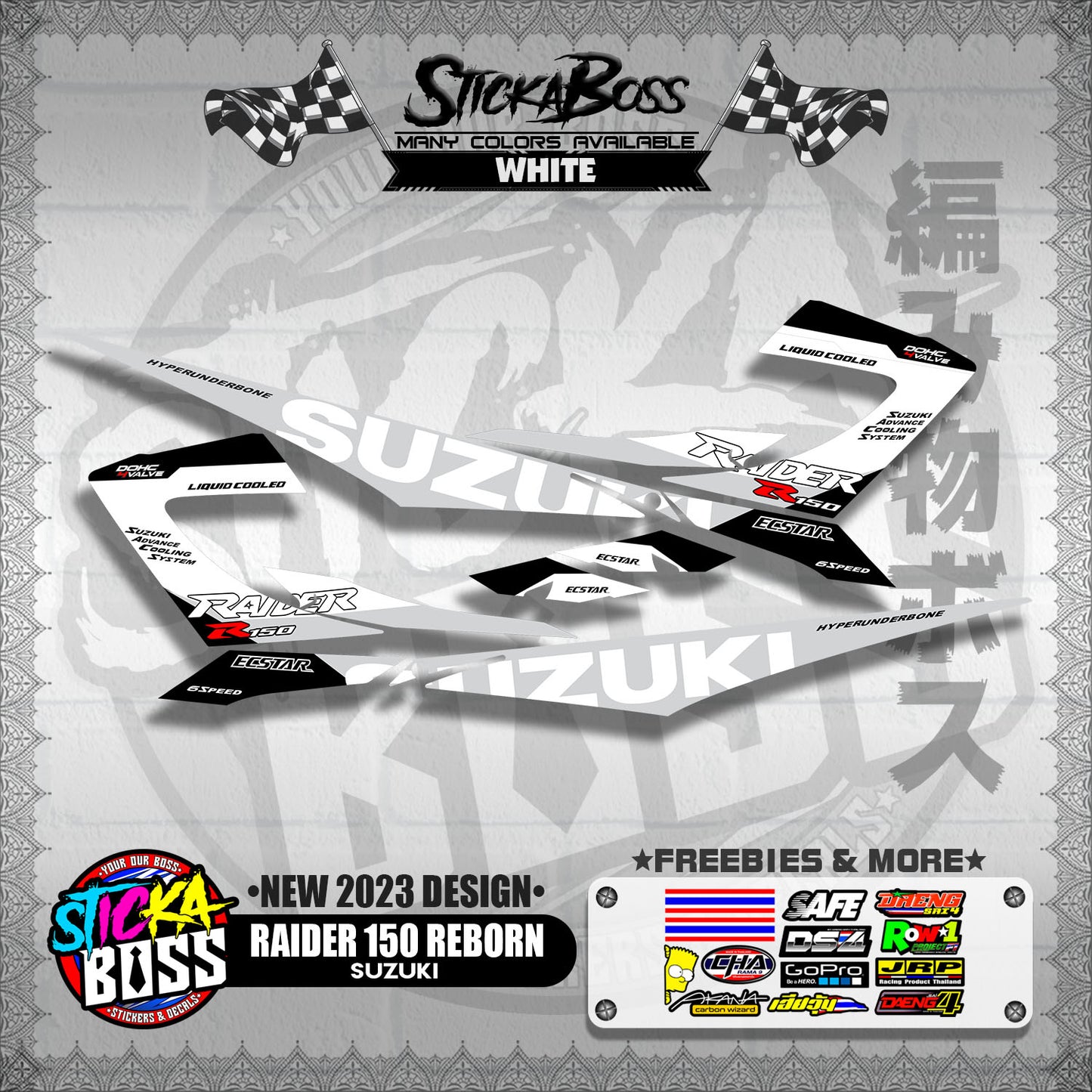 RAIDER 150 REBORN STOCK DECALS ( NEW 2023 DESIGN )【WITH FREEBIES】