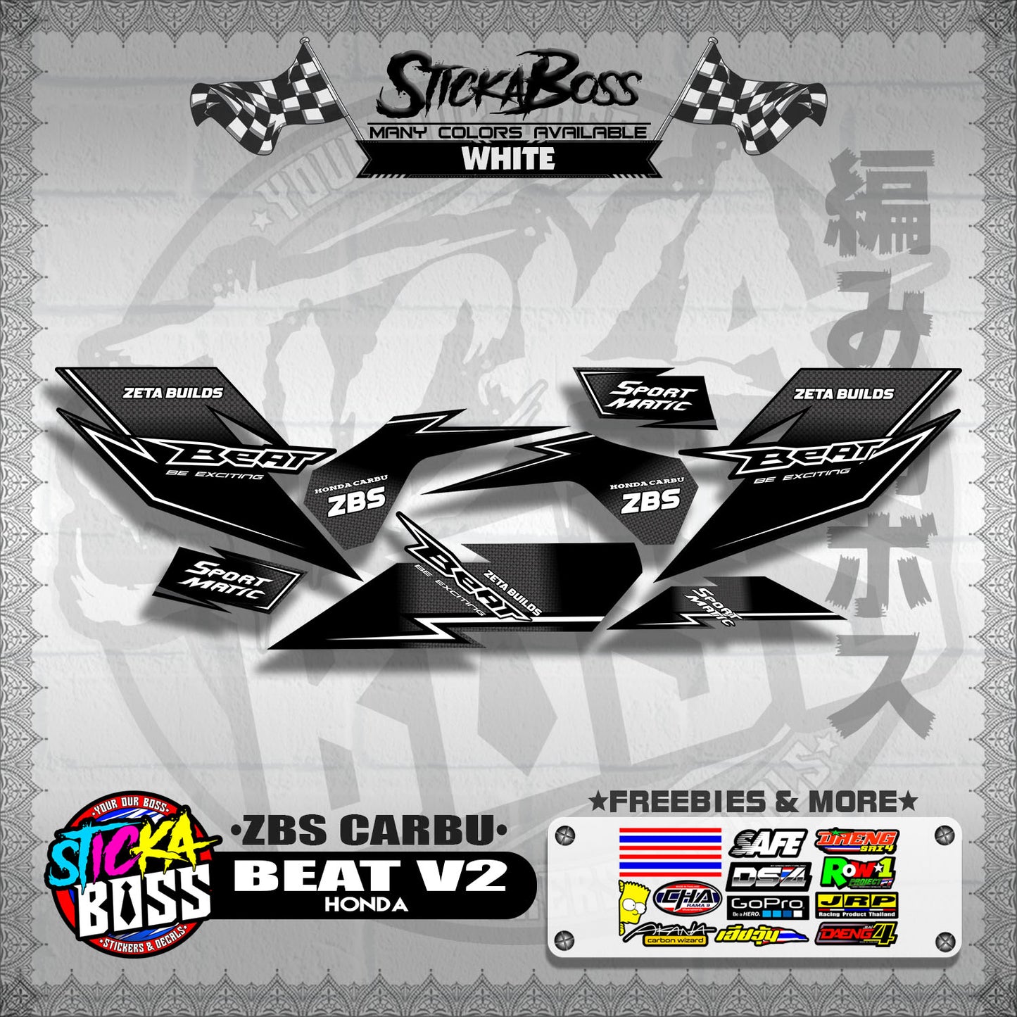 BEAT V2 DECALS ( ZBS CARBU )【WITH FREEBIES】