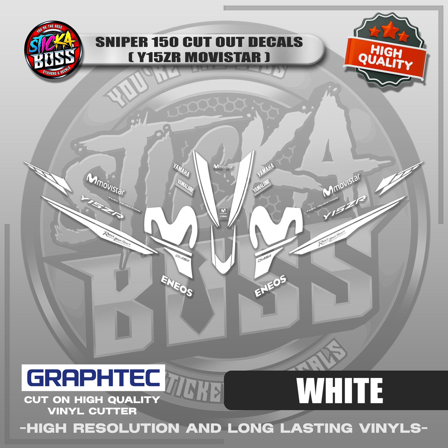 SNIPER 150 CUT OUT DECALS ( Y15ZR MOVISTAR ) | VINYL WATERPROOF CUT-OUT STICKER DECALS